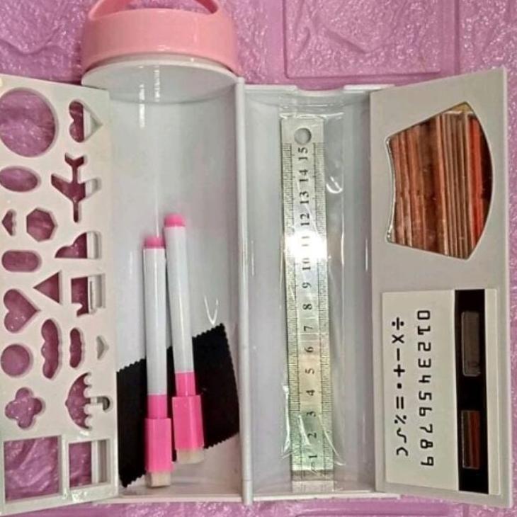 

MSG Tempat pensil bentuk tabung karakter, ada whiteboard, kalkulator, spidol dan cermin ✑ 48