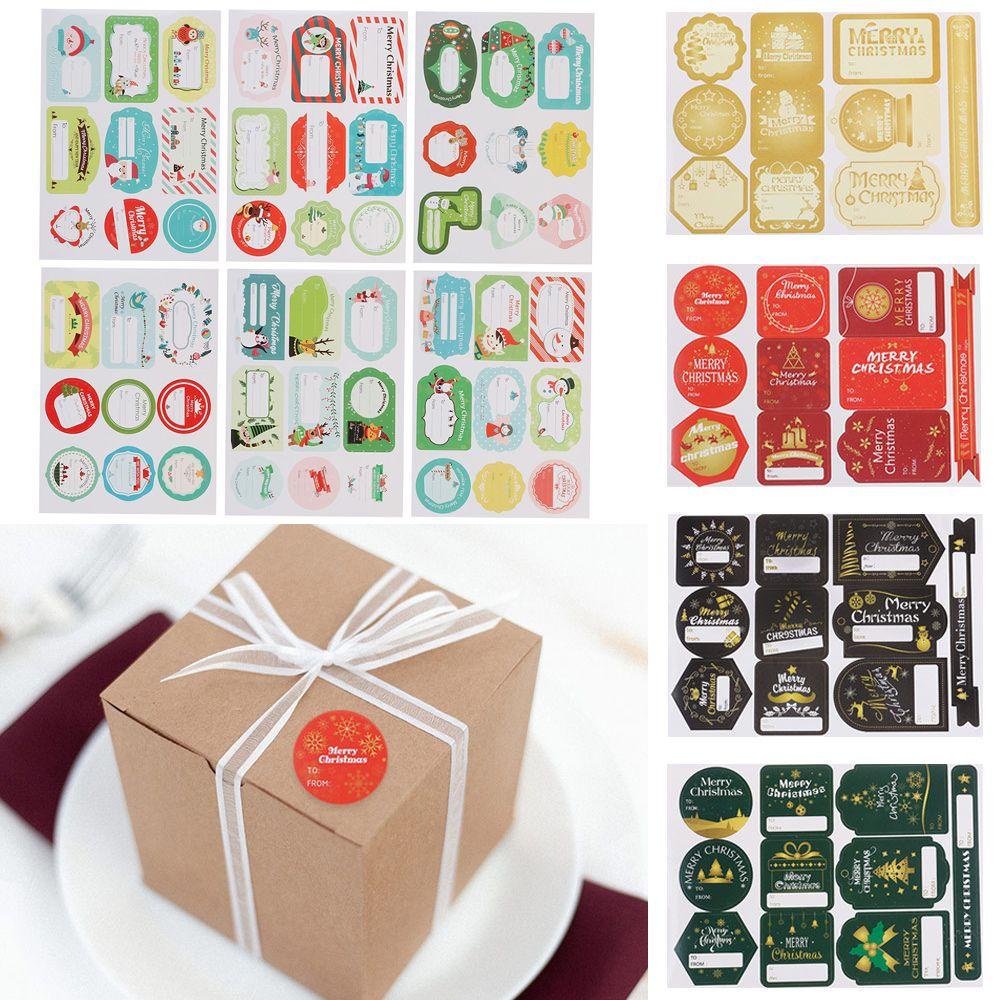 Nanas 1Set Kertas Hadiah Stiker DIY Cookie Candy Tag Sealing Self Adhesive Xmas Ornament