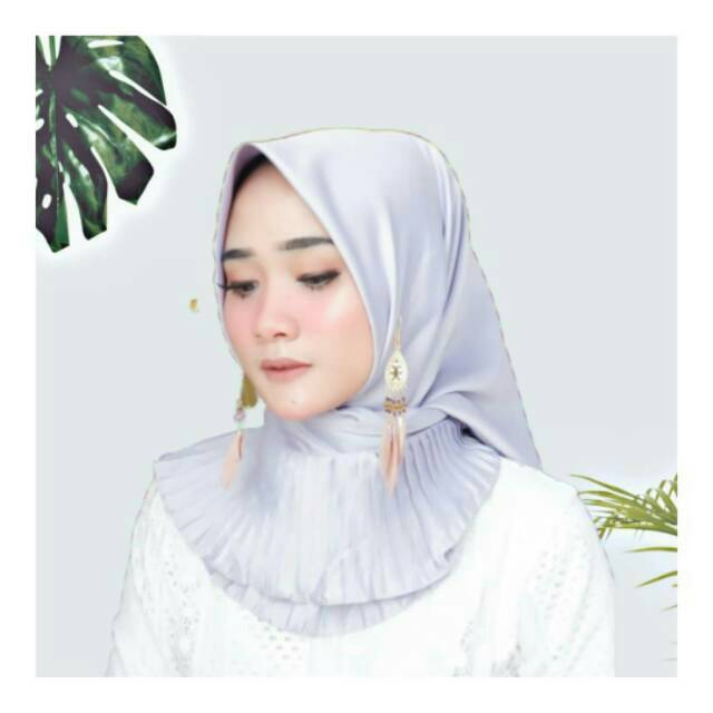Hijab segiempat katun satin velvet handmade premium abu