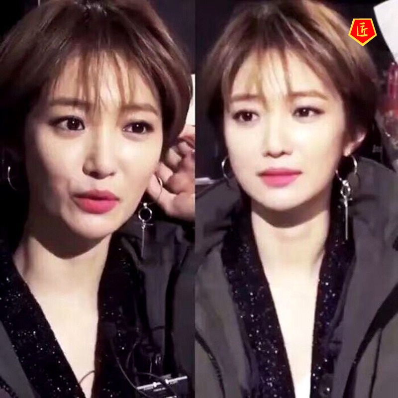 [Ready Stock]Women's Fashion Simple Asymmetric Golden Earrings