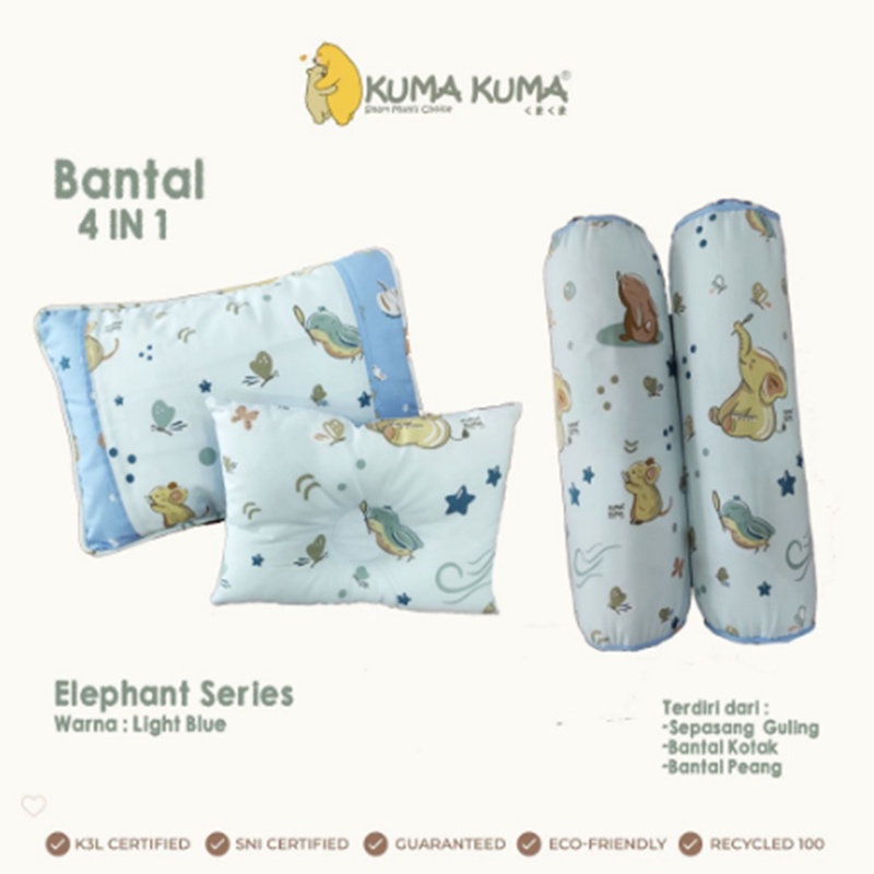 Kuma Kuma Bantal Bayi Set Guling 4in1 Bantal Tidur Bayi Anti Peyang