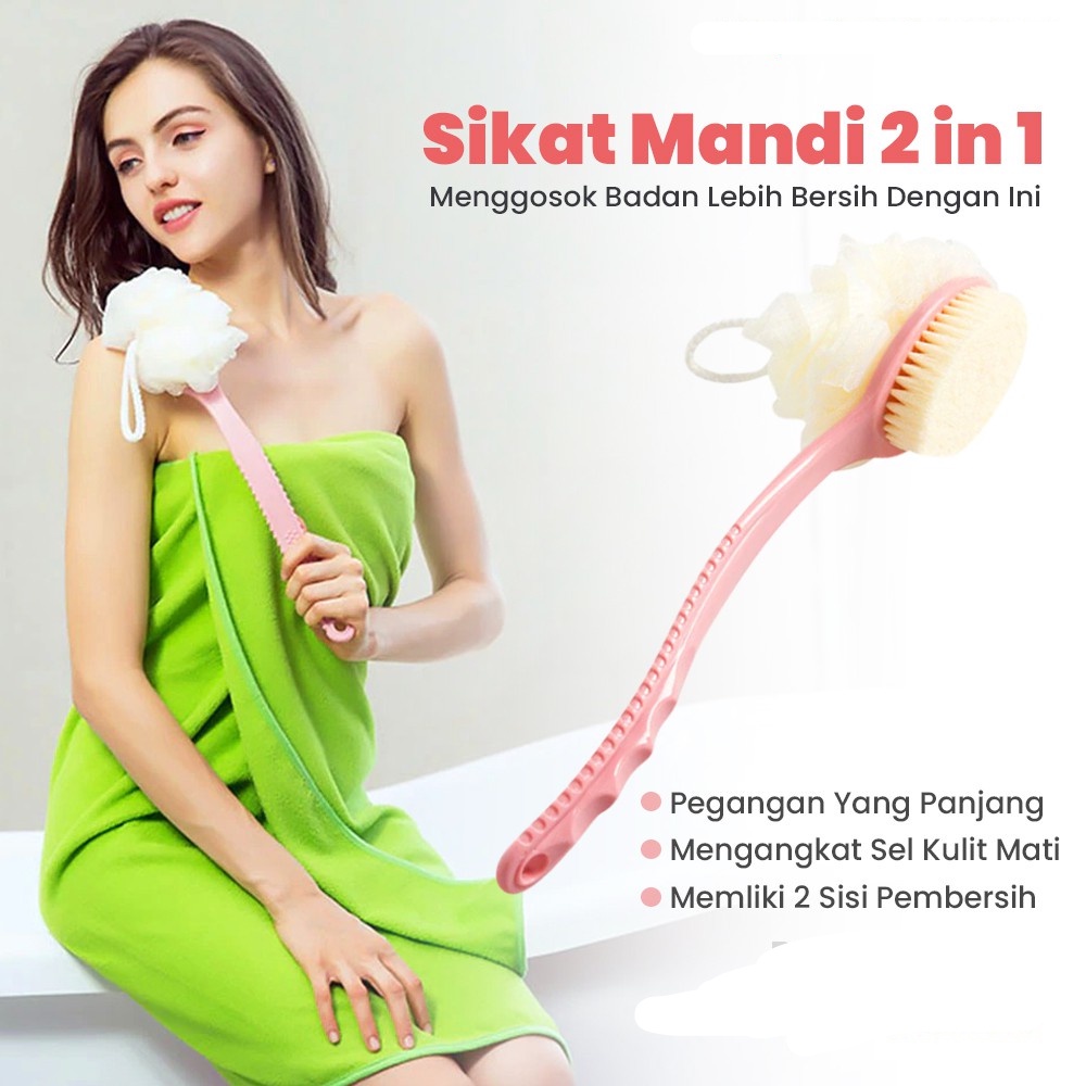 Sikat Punggung Badan dengan Shower Puff untuk Mandi