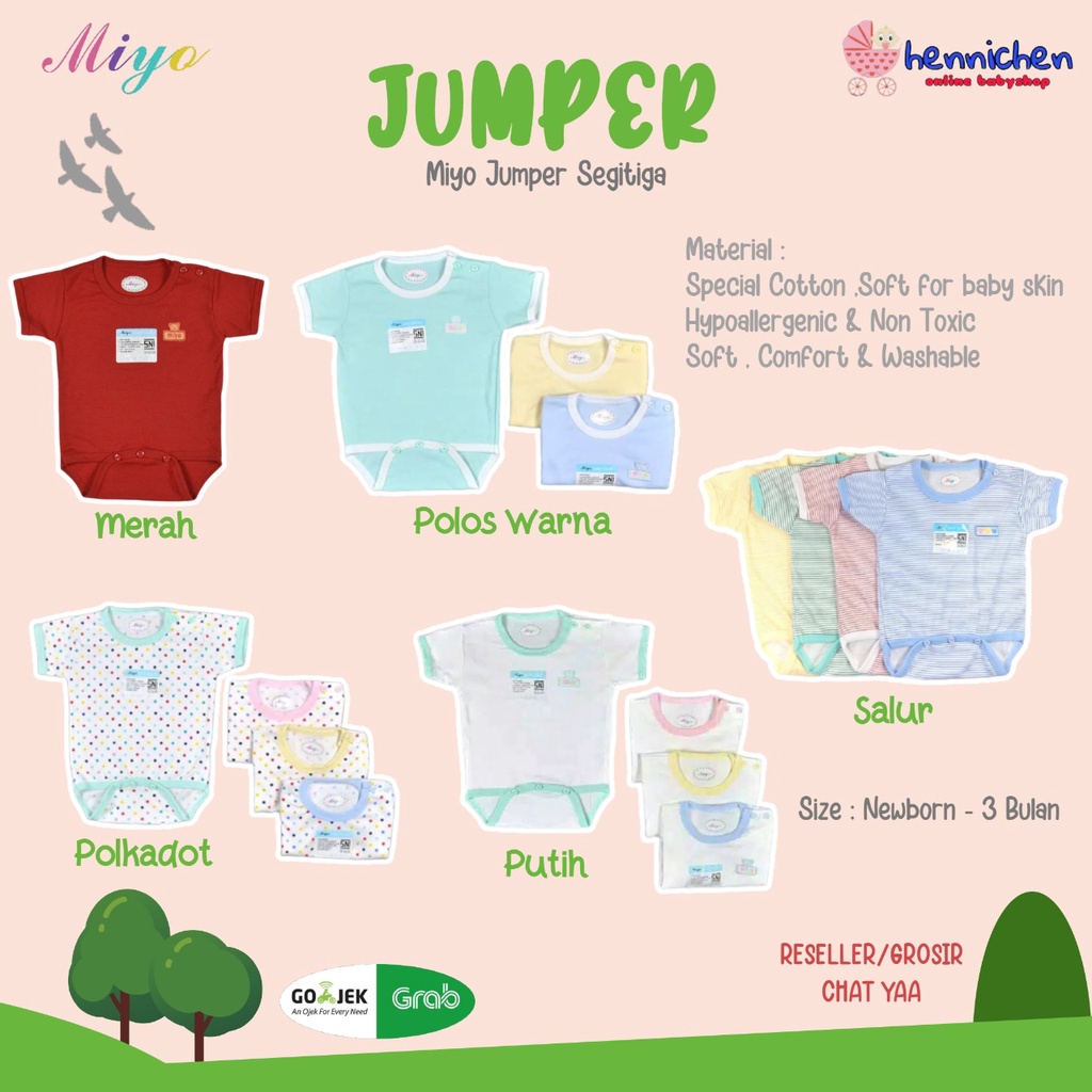 MIYO Jumper SEGITIGA KODOK Pendek Miyo Newborn MOTIF LENGKAP