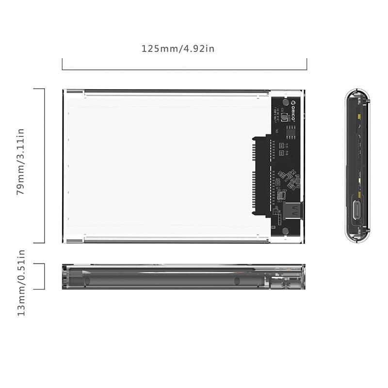 ORICO 2139C3 2.5 inch Type-C Transparent Hard Drive Enclosure