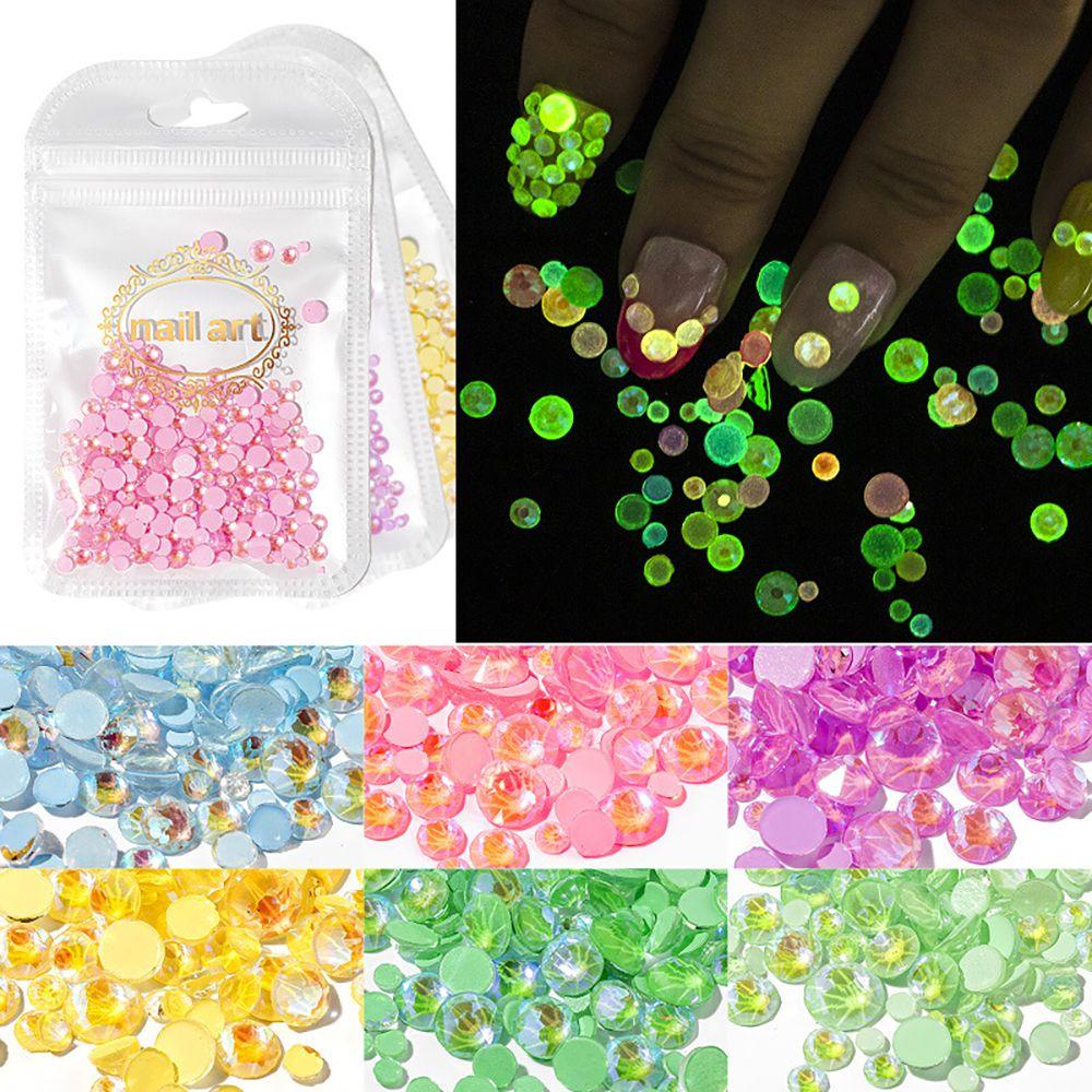 Agustina Dekorasi Nail Art Multi Size Colorful Auroral Neon Glow in the Dark Hiasan Kuku