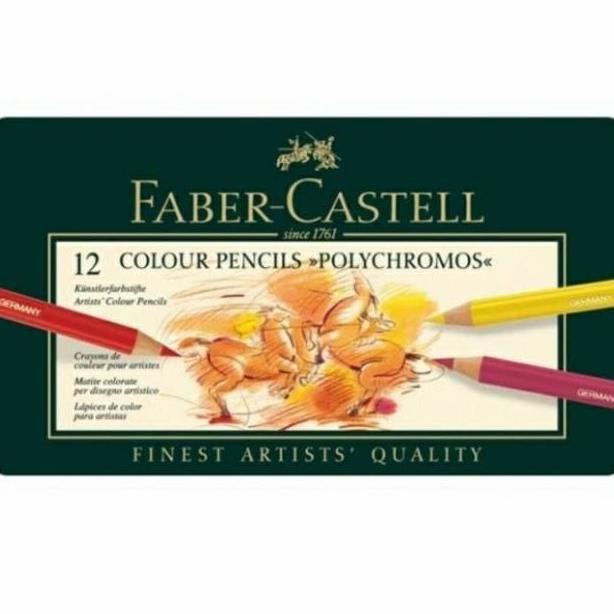 

(PERALATAN MENGGAMBAR) FABER CASTELL 12 COLOR PENCILS POLYCHROMOS COLOUR PENCIL PENSIL WARNA COD