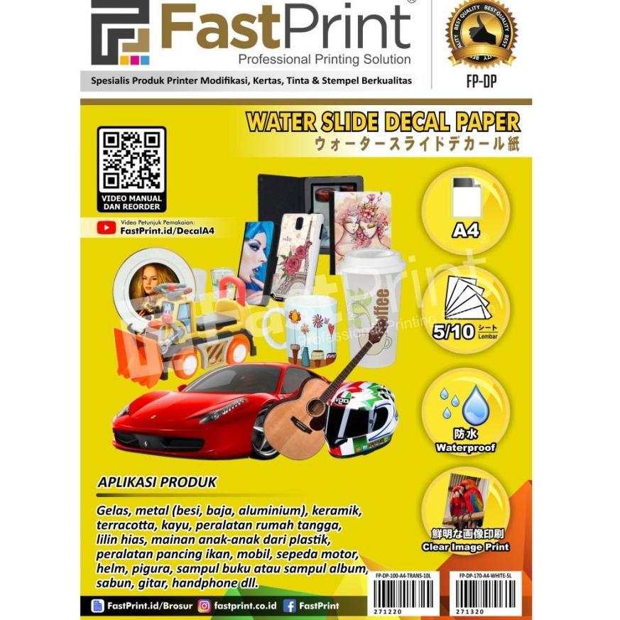 

mvd-79 Kertas Water Slide Decal Paper Ukuran A4 100 Gram ( 10 lembar) /