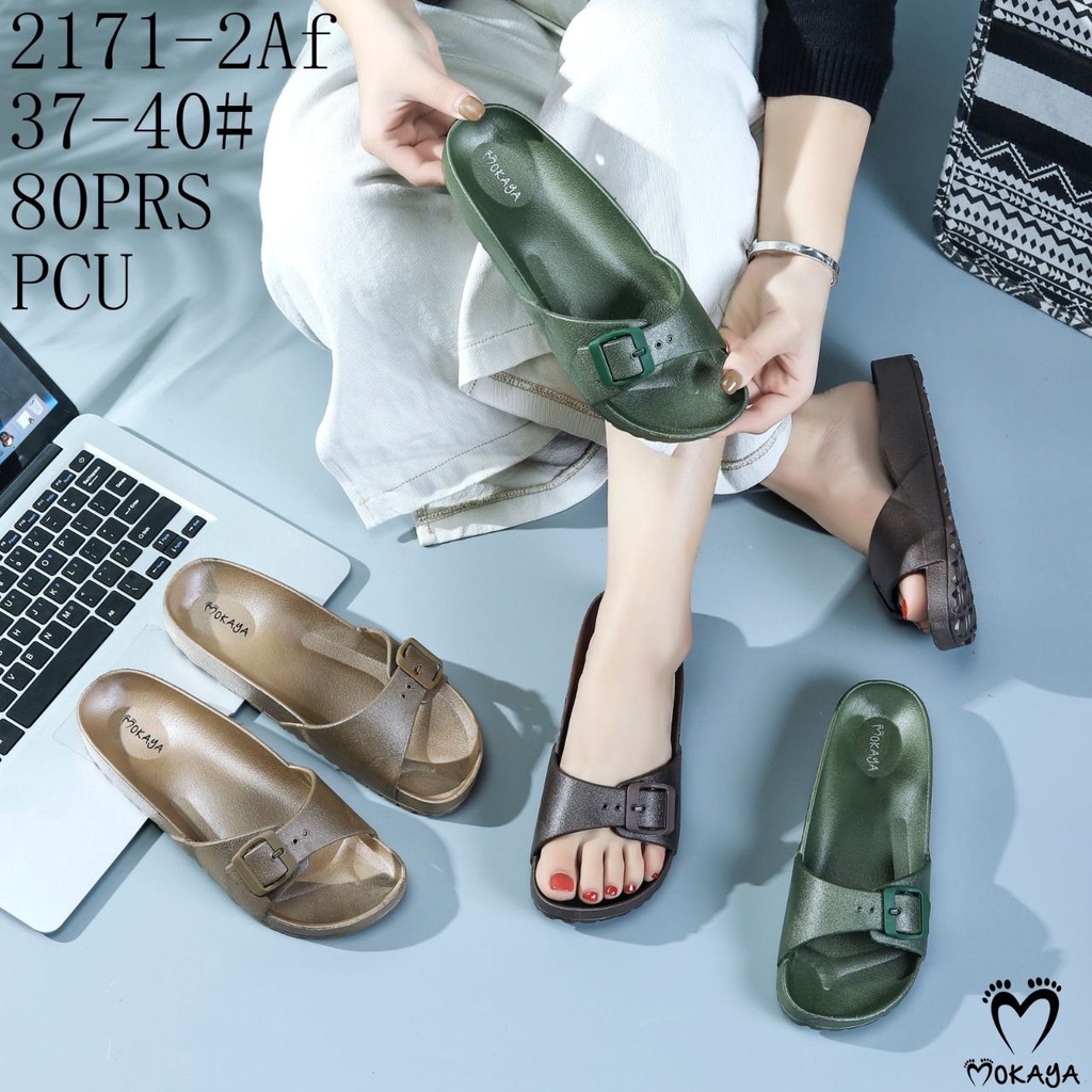 ( BEST SELLER ) Sandal Slop Wanita Gesper Elegant Simple Cantik Import Mokaya / Size 36-40 (B-2171-53)