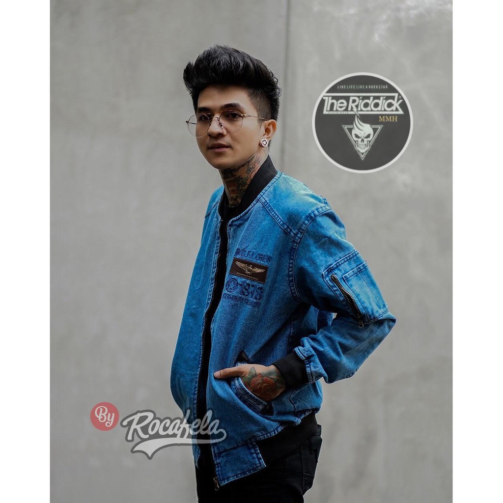 RCL - Jaket Jeans Rocafela Bordir dada / Jaket Bomber