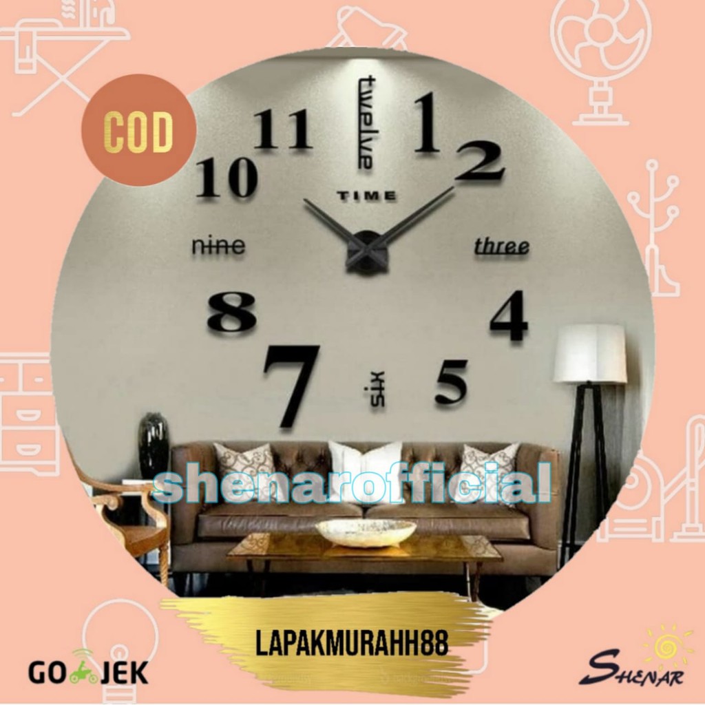 JAM DINDING / JAM DIY BESAR 75 CM / JAM DINDING BISA TEMPEL DI TEMBOK /  WATER &amp; STEAM RESISTANT