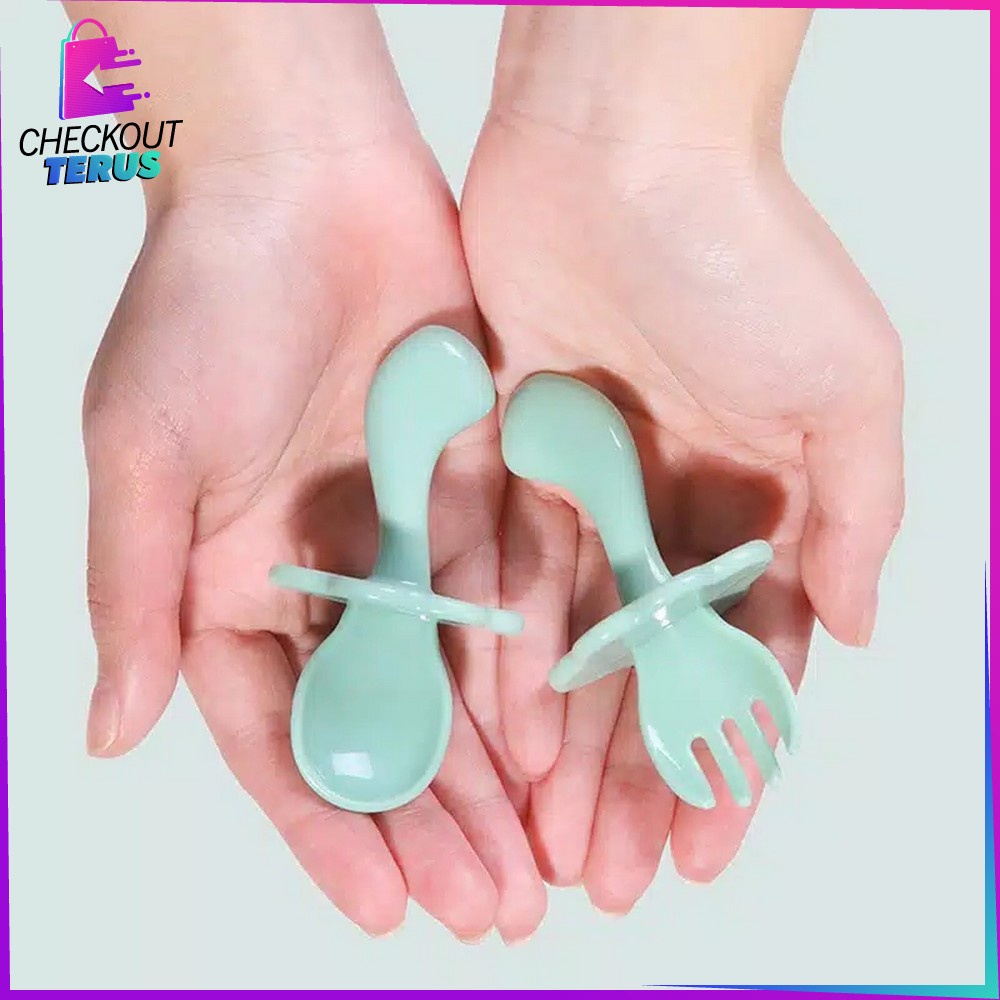 CT C51 Sendok Garpu Set Bayi Perlengkapan Alat Makan Bayi Training Spoon &amp; Fork Alat Makan Anak Bayi Perlengkapan Set Makan Bayi Lucu