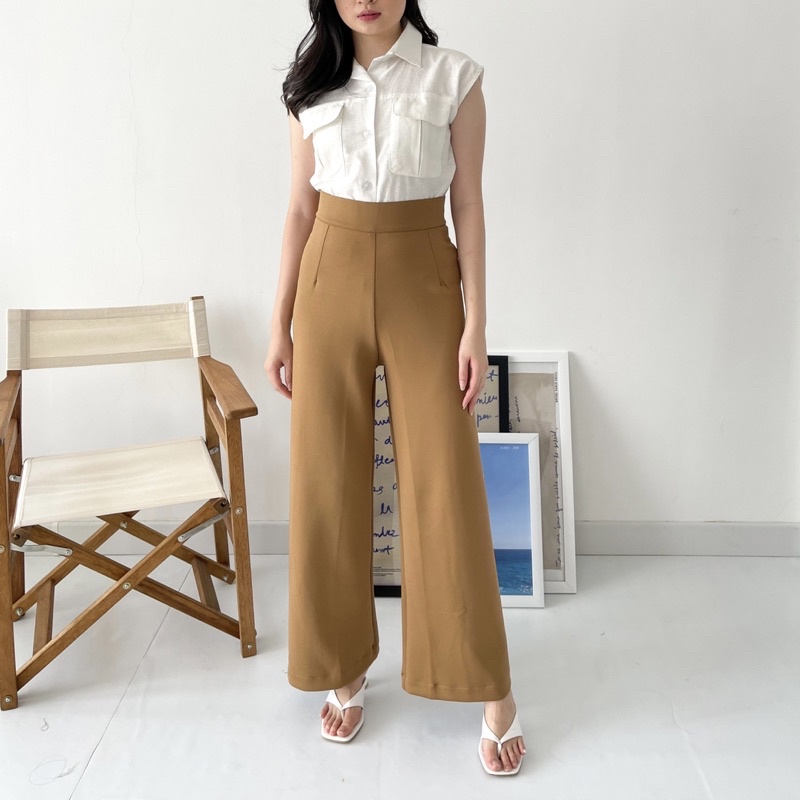 Beige Studio - Oliver Pants / Celana Panjang High Waisted Cullote Wanita