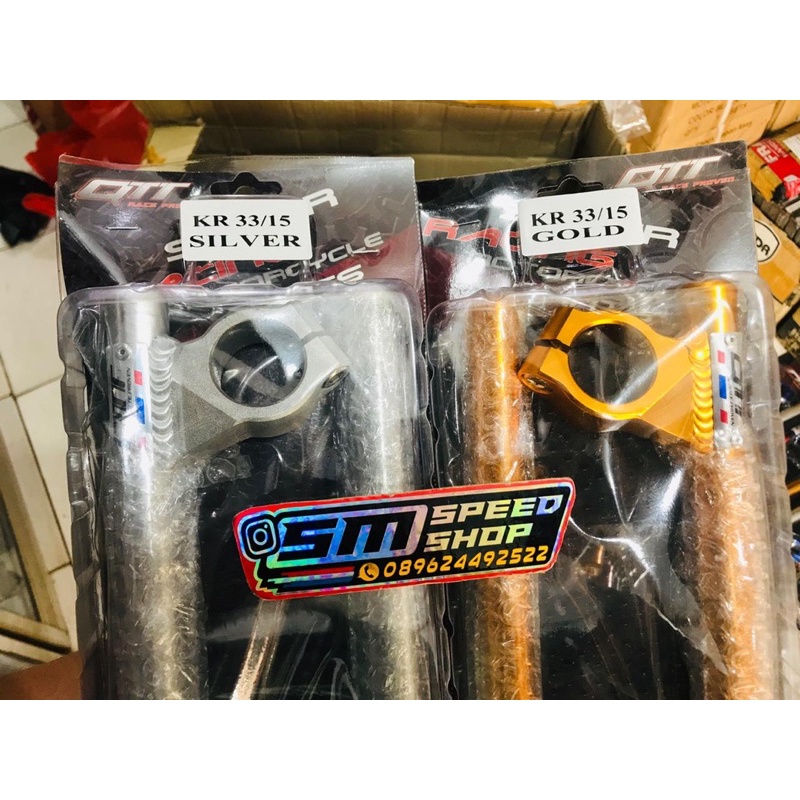 Stang Jepit QTT Ninja R-RR-SS / Vixion Old-New AS 33 mm -15  Derajat warna gold biru silver