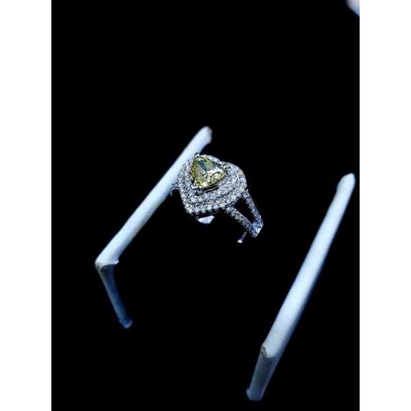cincin emas putih berlian love kuning asli natural (no hit)