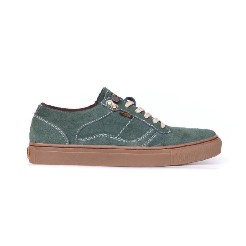 Sepatu Sneakers Kulit Pria Lokal Shoes Local Pride Cevany Gordon Low Cut Olive Gum