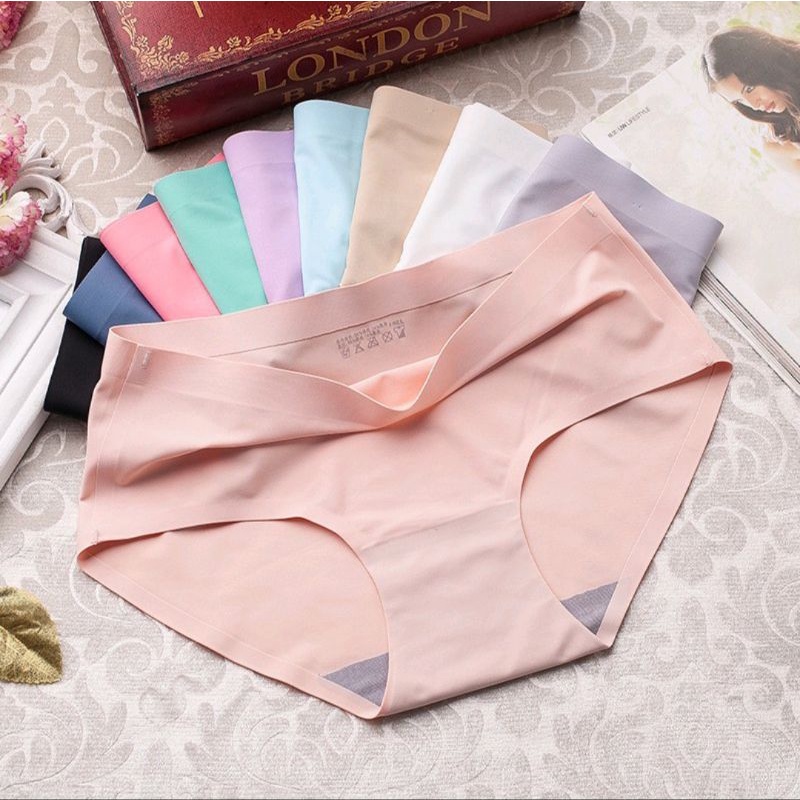 3pcs Celana Dalam Wanita Seamless Tanpa Jahitan Ice Silk CD Import Anti Nyeplak Grosir Lusinan Tokozifa25