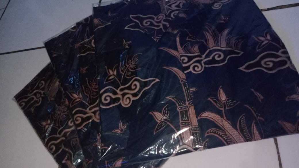 Murah Batik Kemeja Hem Pria Motif Kembang Gede Hitam Kemeja Seragam Pekalongan Alkhalis.