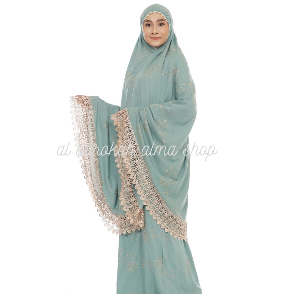 Mukena Dewasa Rayon Premium Jumbo Full Bordir Teratai Gracella Mewah