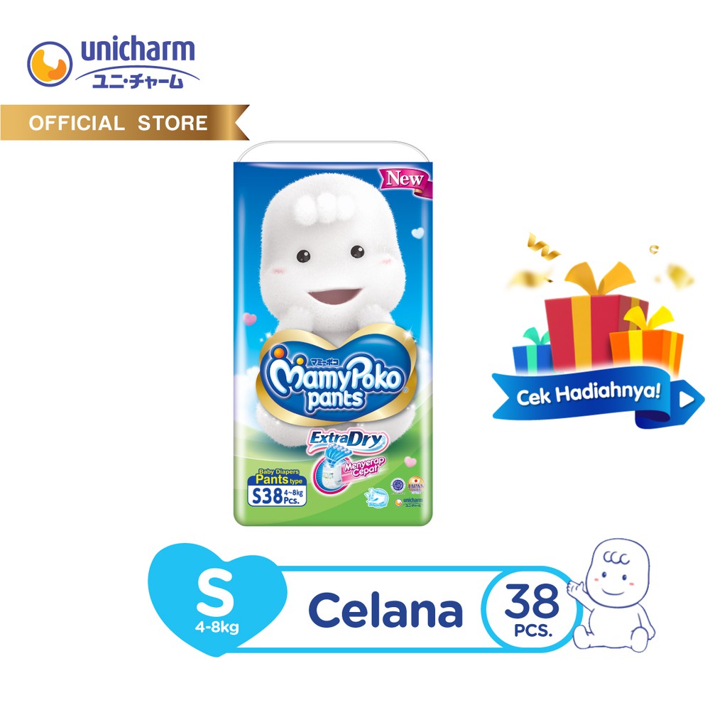 MamyPoko Pants Extra Dry - S 38 - Popok Celana | Shopee