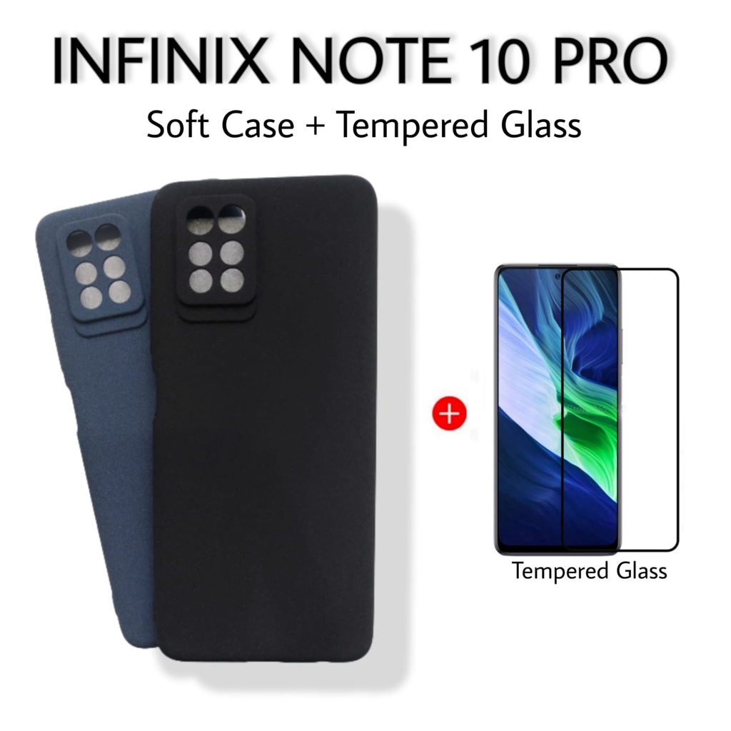 PROMO Case INFINIX NOTE 10 / INFINIX NOTE 10 PRO Soft Case Matte Sanstone FREE Tempered Glass Layar