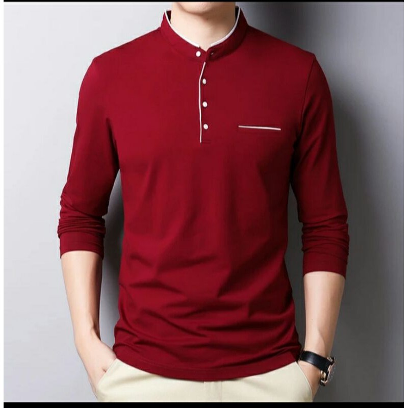 KAOS PRIA LENGAN PANJANG MURAH KERAH SHANGHAI