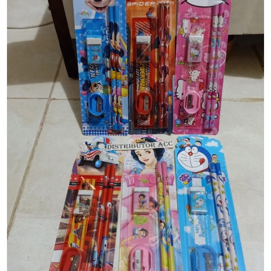 Paket alat tulis 5in1 / Alat tulis set / paket alat tulis karakter / Stationery