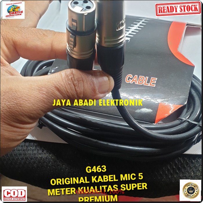 G463 ORIGINAL KABEL MIC 5 METER XLR CABEL MIK 5 M CABLE MIXER MIXING KARAOKE VOKAL VOCAL PHANTOM PRO UNIVERSAL microphone cable 5 meter Kabel mic Xlr female audio sound sistem 3 pin mikrophone mik dynamic universal pro profesional vocal vokal G463  BISA S