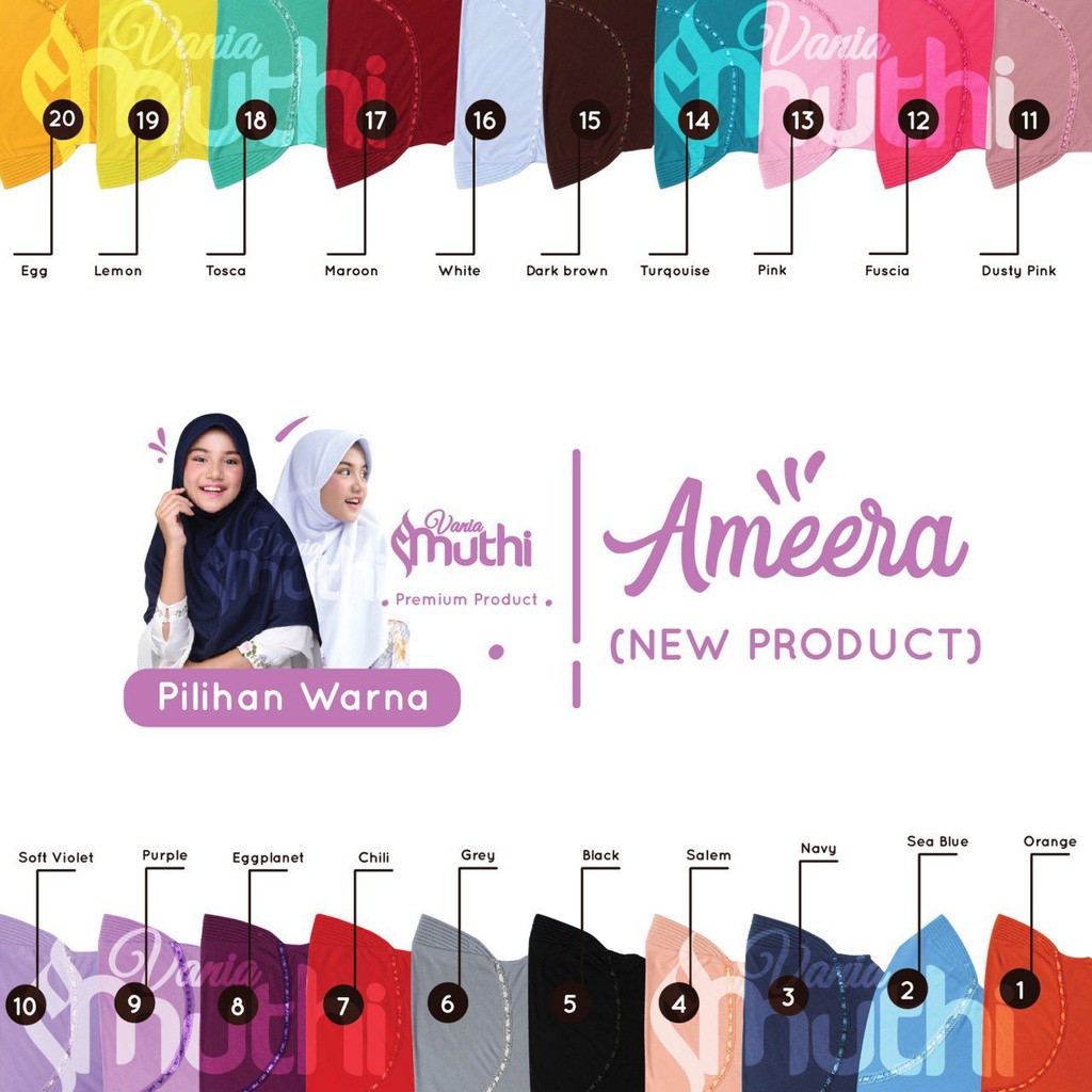 Jilbab Vania Muthi AMEERA size M dan L - Jilbab Sekolah - Jilbab Kaos - Jilbab Murah