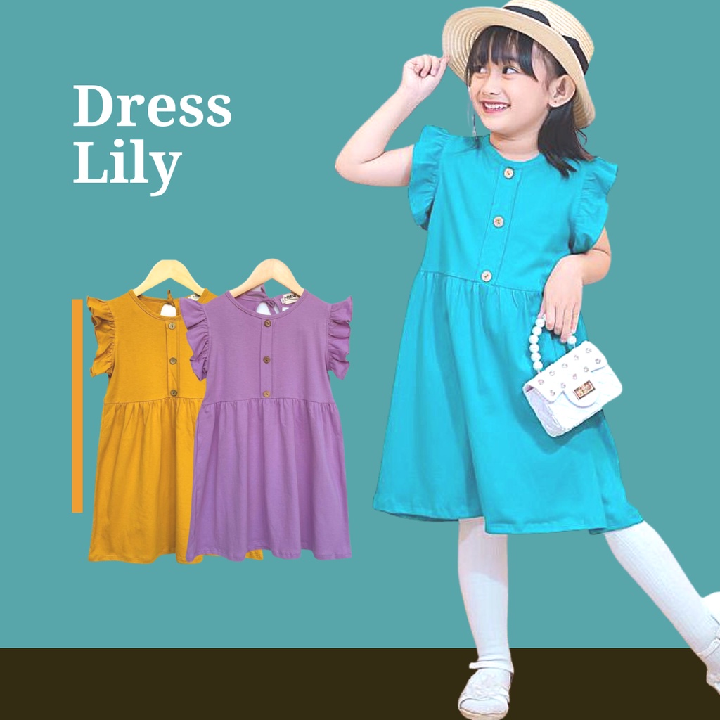 DRESS ANAK LILY WARNA MAGENTA DRESS ANAK MURAH SIZE 1-5 TAHUN