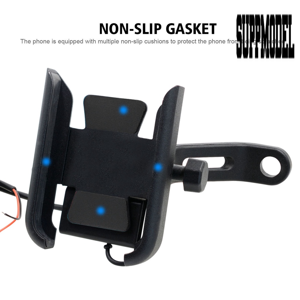 Holder Handphone Rotasi 360 Derajat Dengan Charger USB Untuk Kaca Spion Motor