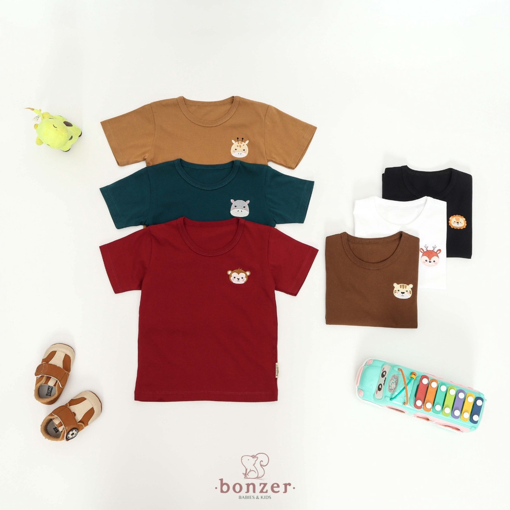 PROMO 7.7 PROMO BAJU LEBARAN MURAH BONZER ATASAN  ANAK TSHIRT ANIMAL BAJU ATASAN ANAK UNISEX BORDIR HEWAN BARU 1 - 5 TAHUN