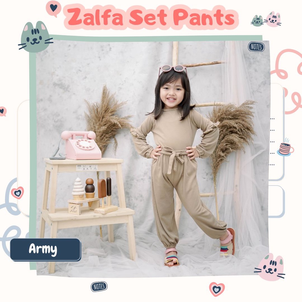 Zalfa Setelan Anak Perempuan Celana Atasan Lengan Panjang Jogger Baju Kaos