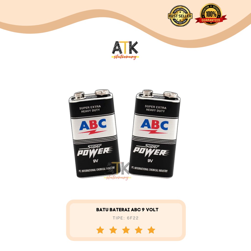 Batu Baterai ABC 9V / 9 Volt atk