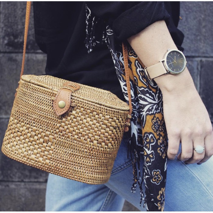 GROSIR 0551 Tas Anyaman Rotan Kotak Muncul Handwoven Rattan Bag Bali TAS SELEMPANG