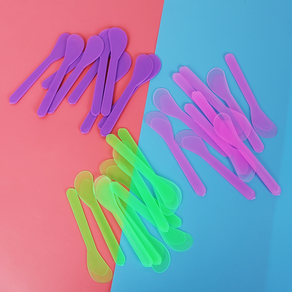 10pcs / Set Sendok Spatula Pengaduk Masker Bahan Plastik Bentuk Kipas Untuk Perawatan Kulit Wajah