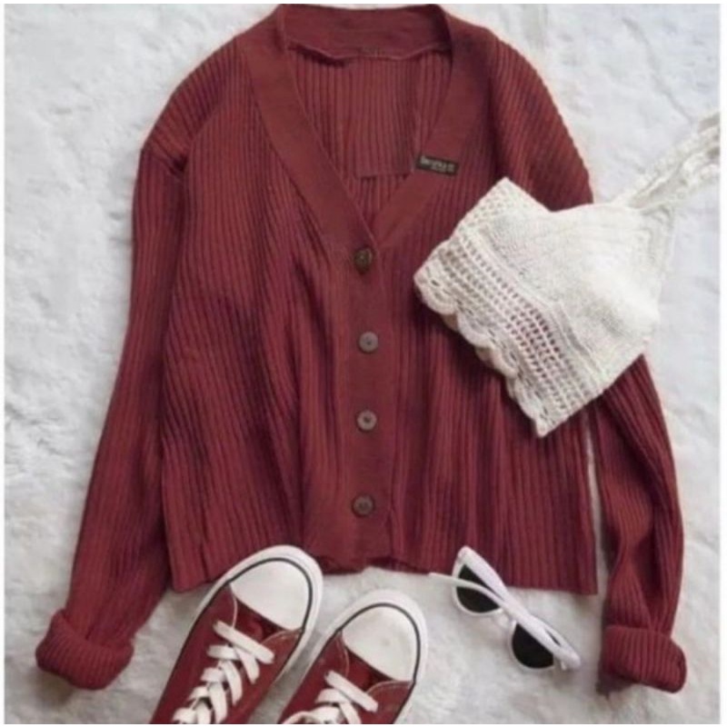 Cardigan Rajut Wanita Kancing