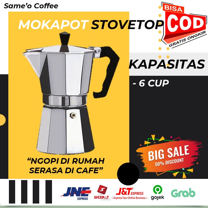 MOKA POT TEKO STOVETOP FILTER 300 ML 6 CUP (COFFEE MAKER)