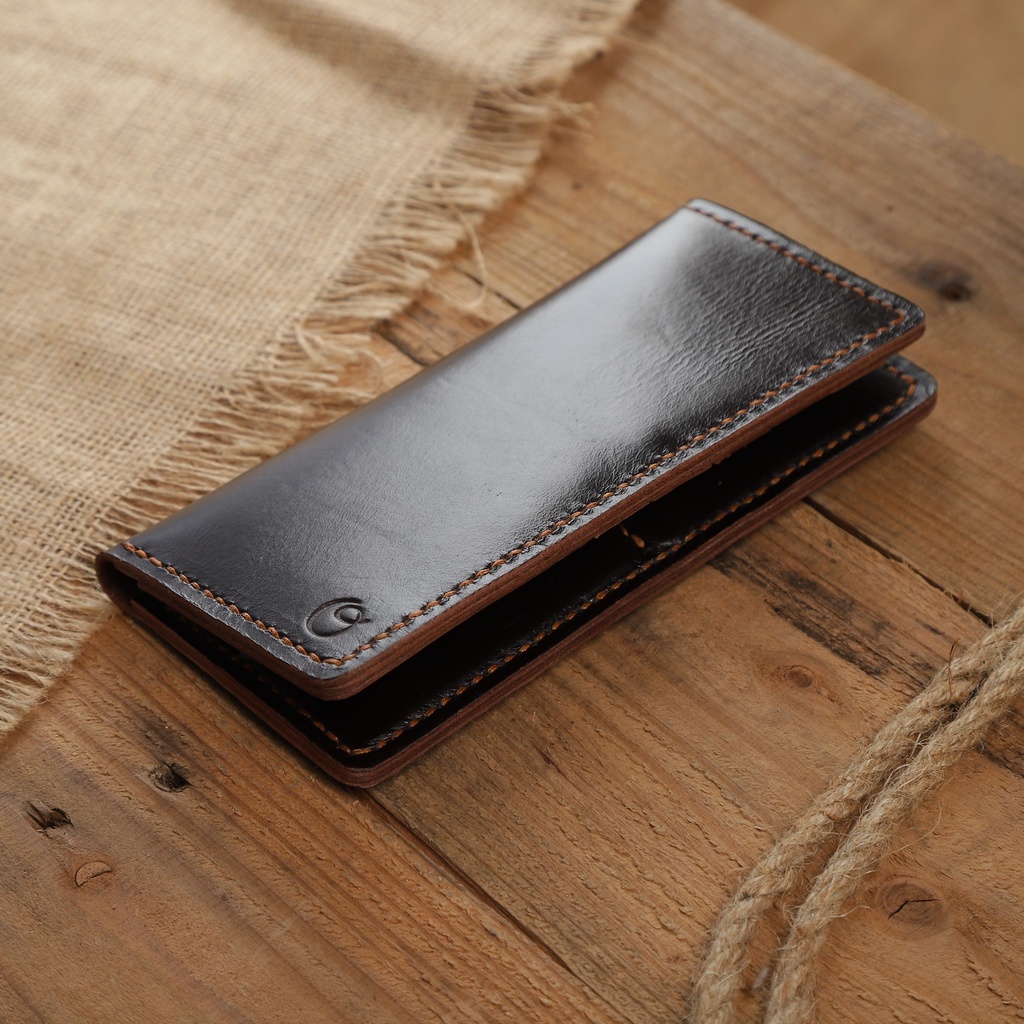 Dompet Panjang Kulit Asli Pull Up Seri AERON Warna Coklat Tua - Leather Phone Wallet