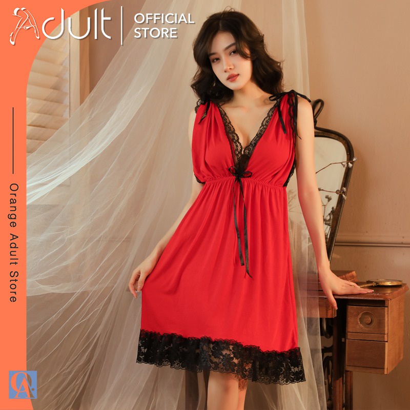 ORANGE ADULT Lingerie Sexy Dress Baju Dinas Malam Sexy Daster Malam Elegan 8070