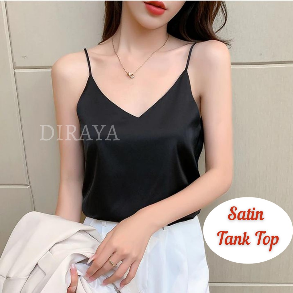 Diraya Tank Top Basic Korean Style Bahan Satin Premium 9 Warna