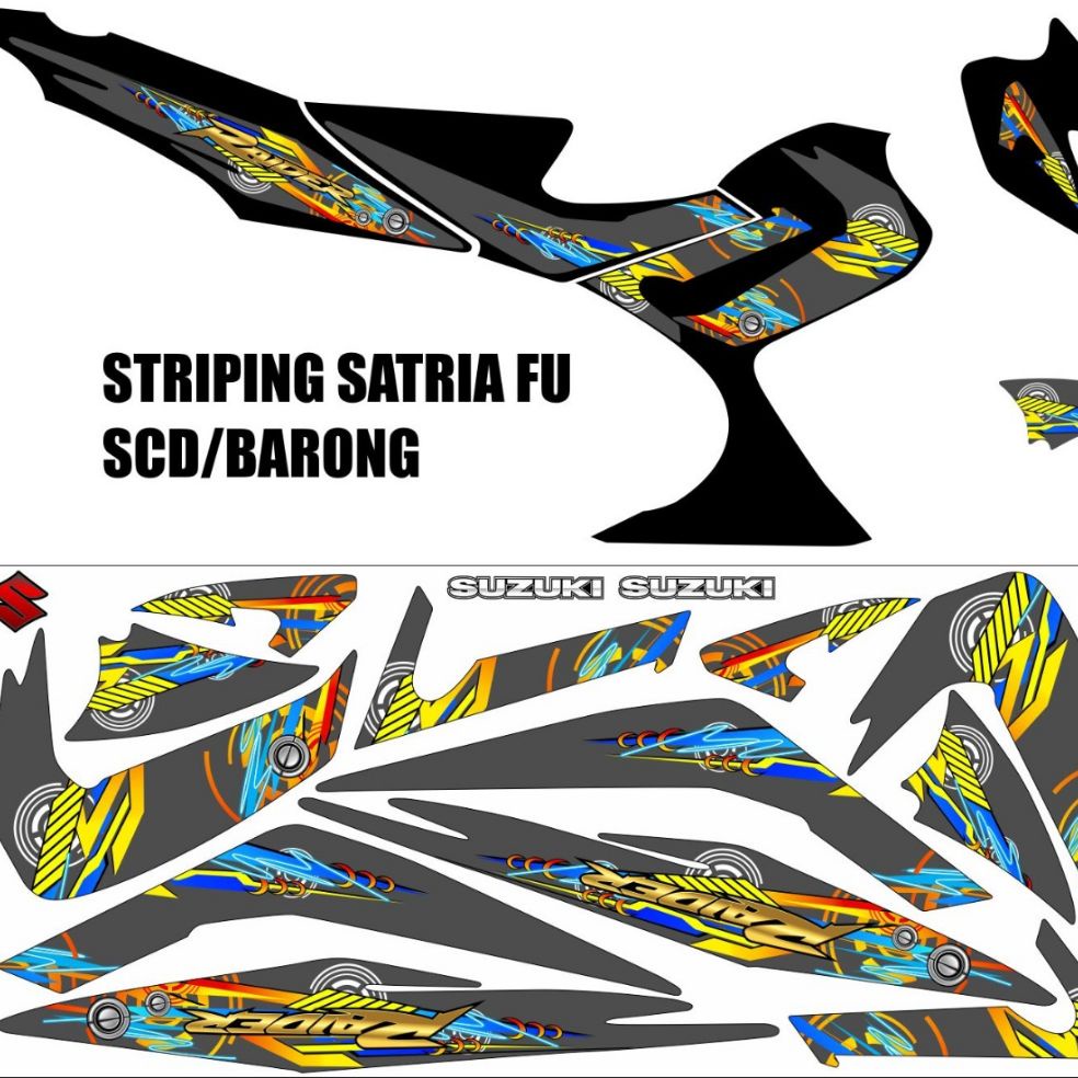 Stiker striping satria barong sticker variasi cosum design wrna tahan lama