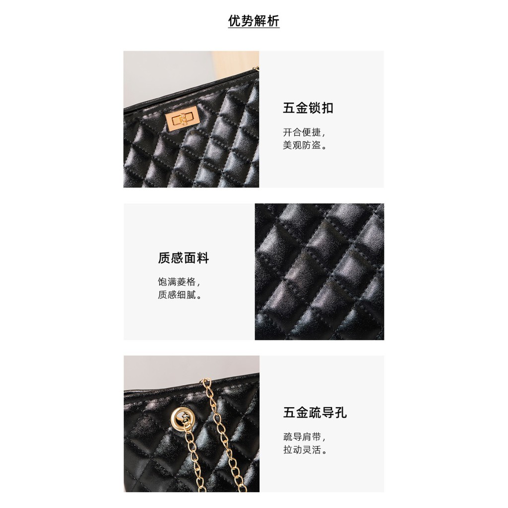 Tas Bahu Wanita Totebag Fashion Wanita Bahan Kulit PU Tali Rantai Multifungsi Tas Slempang Style Korea Azgalery T214