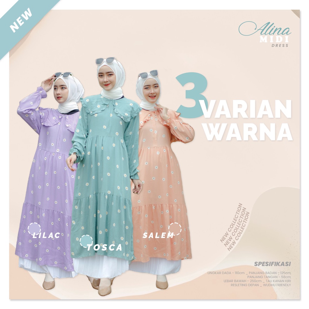 GAMIS MIDI ORIGINAL JRONE PREMIUM RAYON MOTIF DAISY  MUSLIM SYARI busana ootd murah wanita muslim eremaja shabby