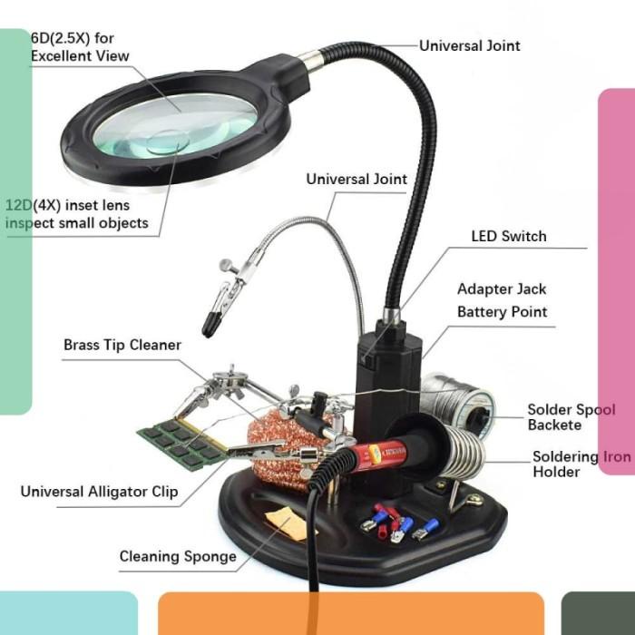 Solli | Alat Pegangan Solder Listrik Dan Kaca Pembesar Service Serta Lampu