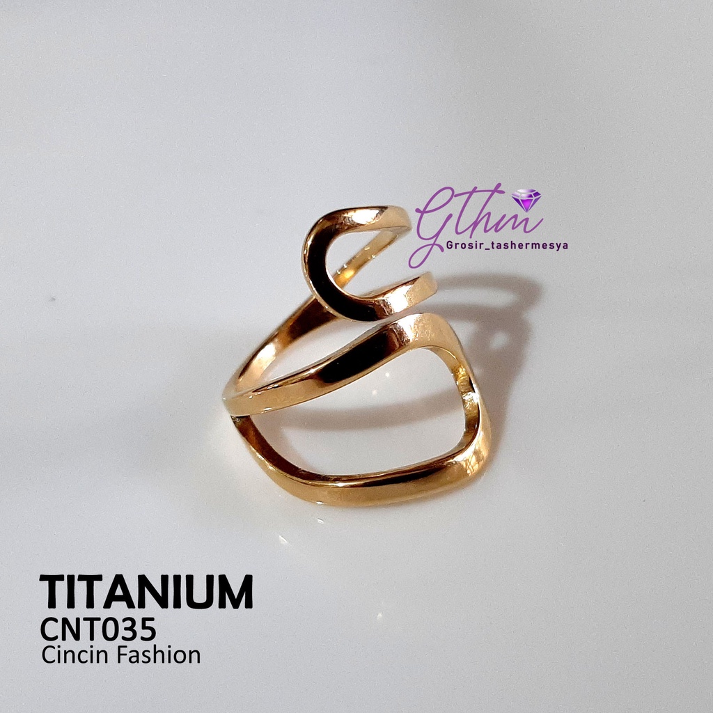 cincin titanium wanita spiral anti karat mewah simple cnt035