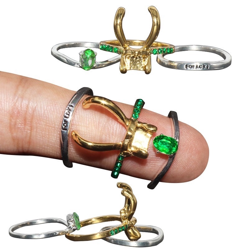 Trendi Loki Pria Cincin 3 Pcs/set Film Karakter Cosplay Cakar Helm Zirkon Bertatahkan Aksesoris Pesta Perhiasan Grosir