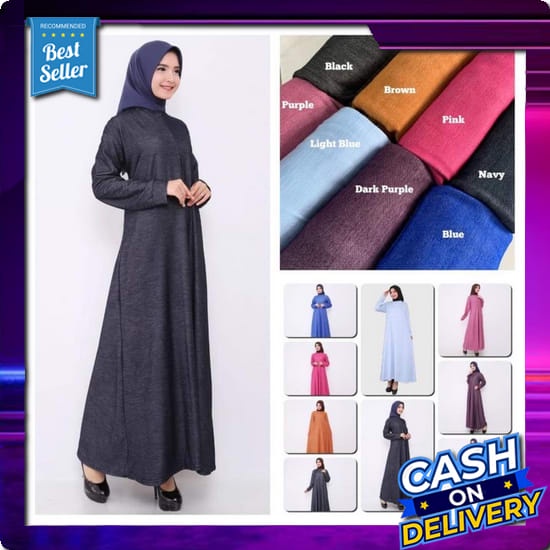 Fuji Midi Dress Korean Style Baju Wanita Korea Lengan Panjang Atasan Cewek Baju Hitam Polos Tunik Te