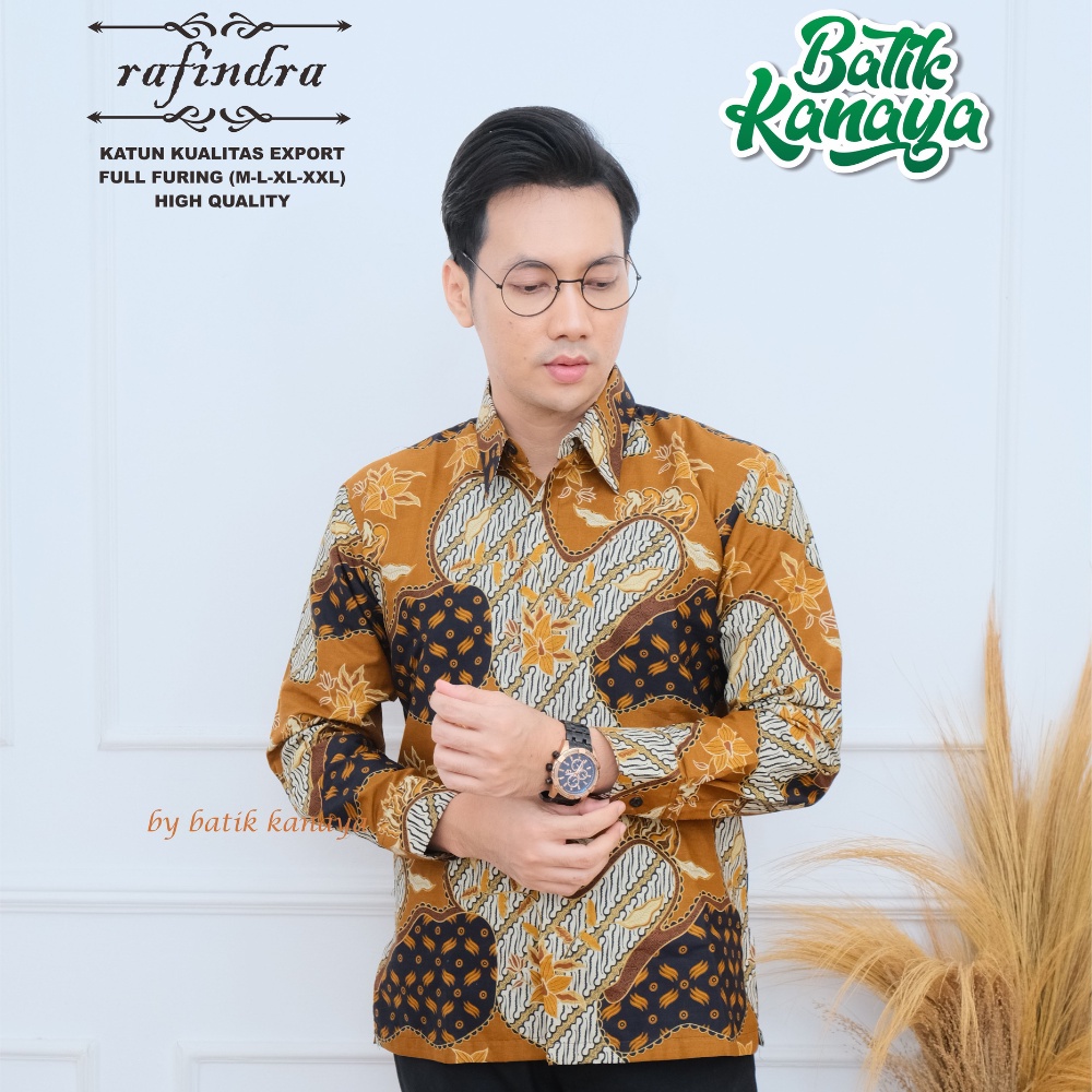 Kanaya - Kemeja Batik Pria Lengan Panjang Full Furing Bahan Katun Kualitas Expor RAFINDRA