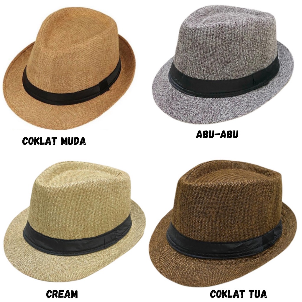 Topi Koboi Topi kualitas import Laken Jazz Vintage 5 Warna Topi jerami Topi Tompi Pantai