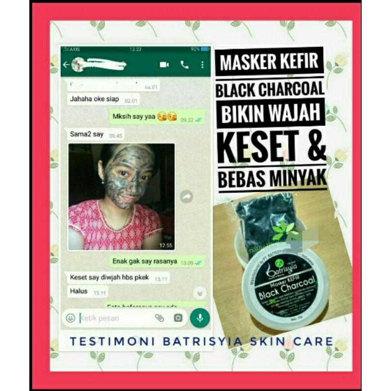 Masker charcoal batrisyia masker kefir etawa organik penghilang komedo batrisya herbal arang hitam